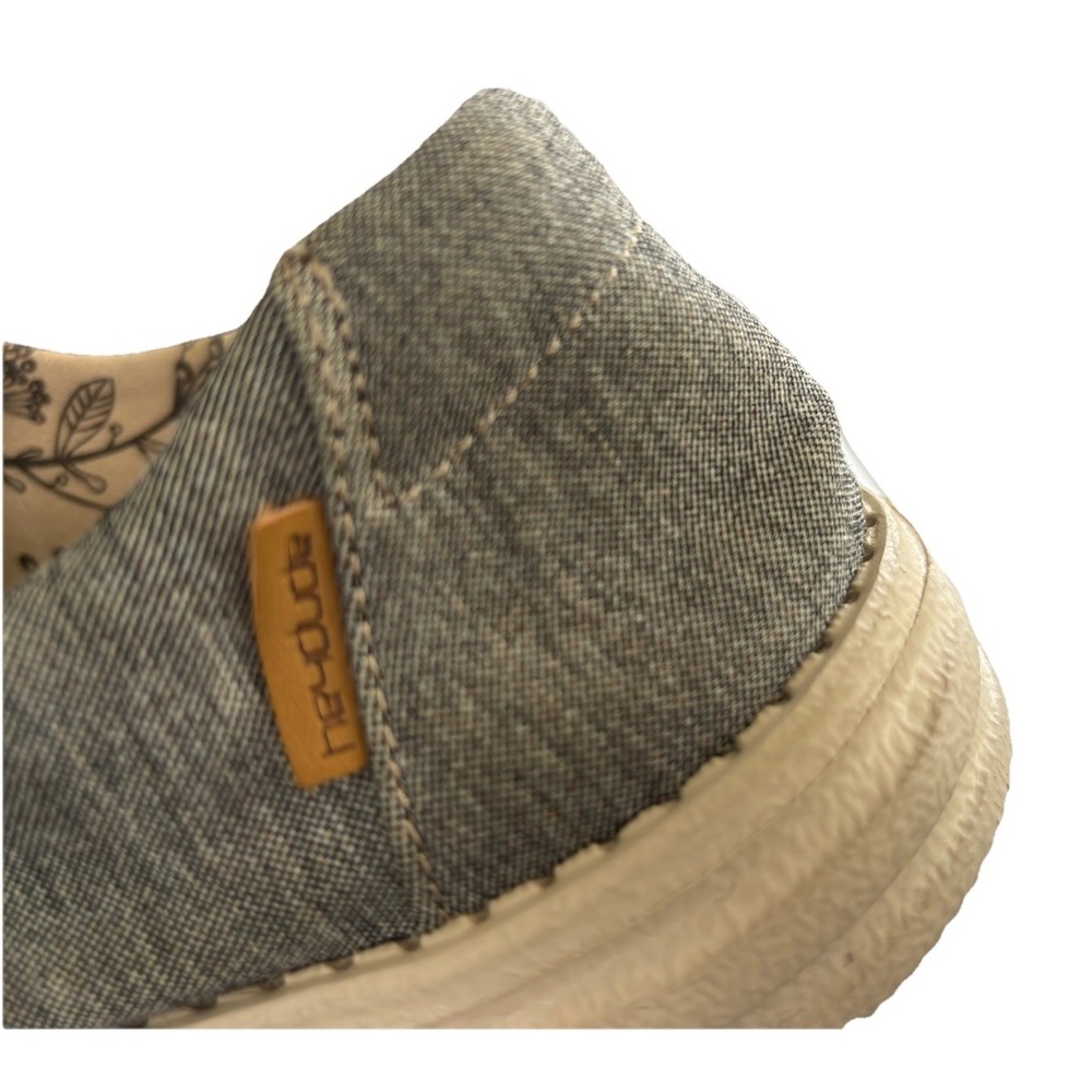 Hey Dude Wendy Stretch Steppa Grey Chambray Slip On Loafers Shoes Womens 8 - Picture 3 of 13